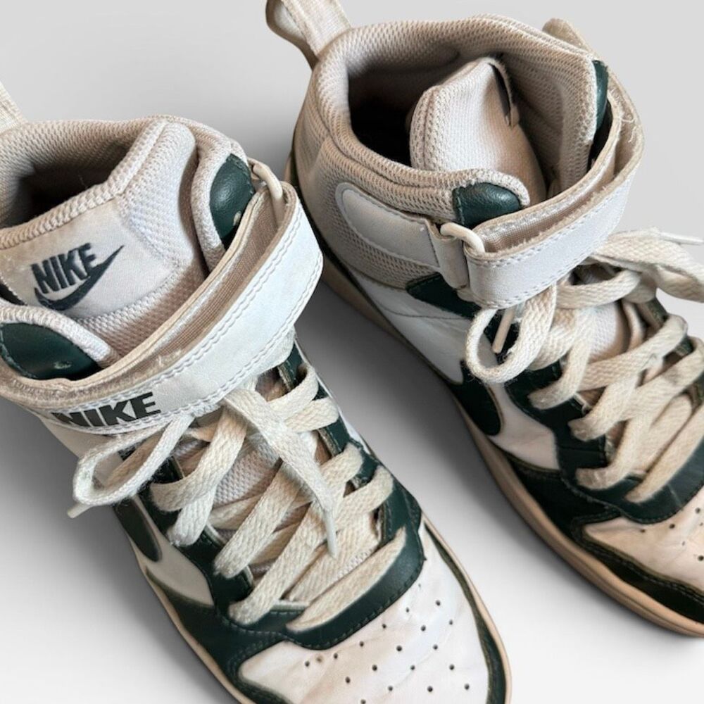 Nike Court High Top Green White Lace Up Leather W8 6Y Sneakers Shoes Kids Boys - Picture 3 of 6